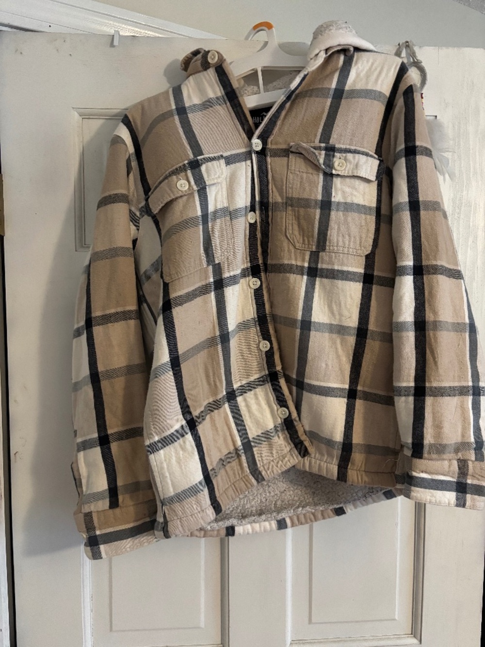 Hollister plaid fleece hoodie